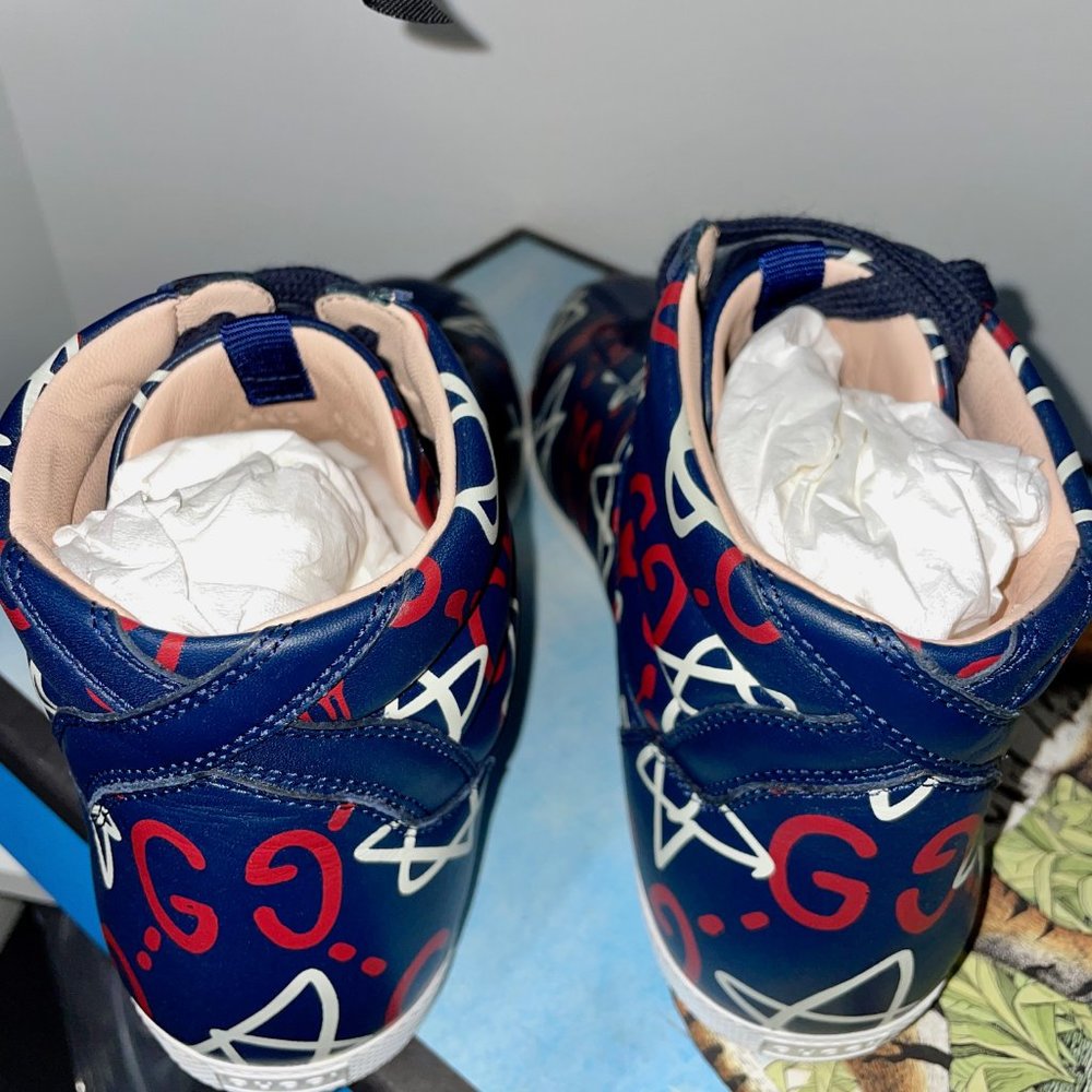 Gucci Ghost Logo High-top Star Leather Sneakers - Picture 9 of 14